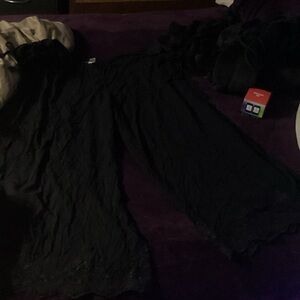 Chic Black Lace Sleepwear Pants